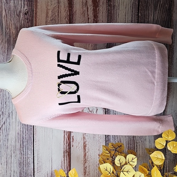 VICTORIA'S SECRET PINK LOVE KNIT LONG SLEEVE CREW NECK PULLOVER SWEATER - Picture 2 of 13